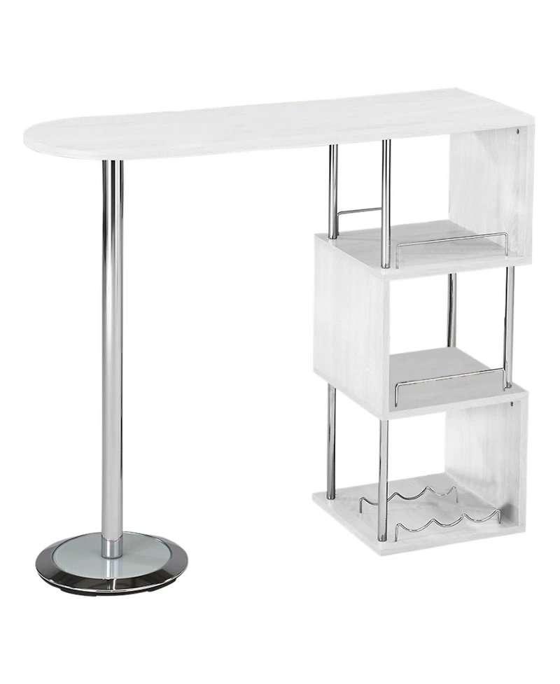 Kings Brand Furniture Minorca Bar Table with Shelves for Wine Bottles & Glasses