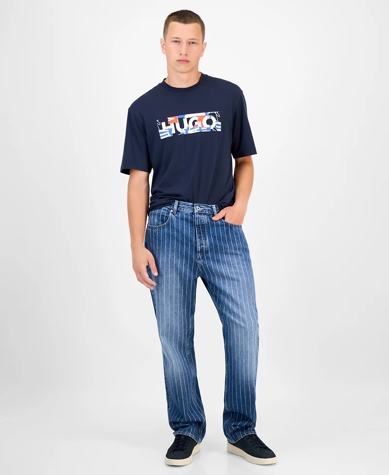 Hugo By Boss Men's Nate Faded Stripe Cotton Jeans
