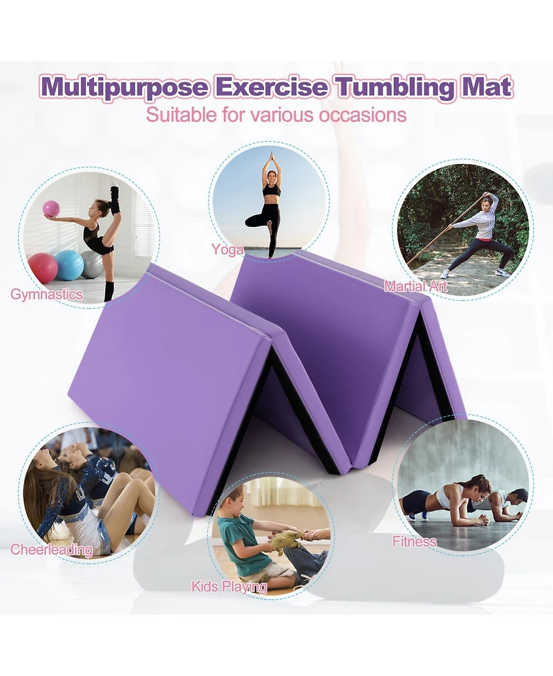 Akiudex Folding Gymnastics Mat with Carry Handles and Sweatproof Detachable Pu Leather Cover