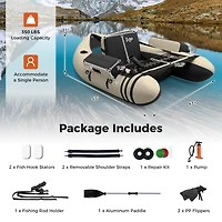 Akiudex Inflatable Fishing Float Tube with Pump Storage Pockets and Fish Ruler