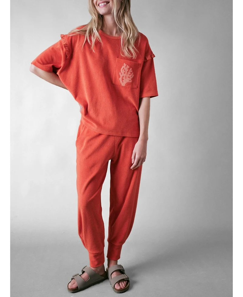 Cape Cove Women's Sea Coral Terry Frill Top