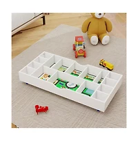 Cesicia 2 in 1 Rollaway Play Table and Toy Organizer Compatible with Lego Suitable for Storing Under Bed or Sofa-White