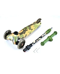 Lightweight and Adjustable Mini Kickboard Scooter with Led Light Wheel for Kids (Camo)