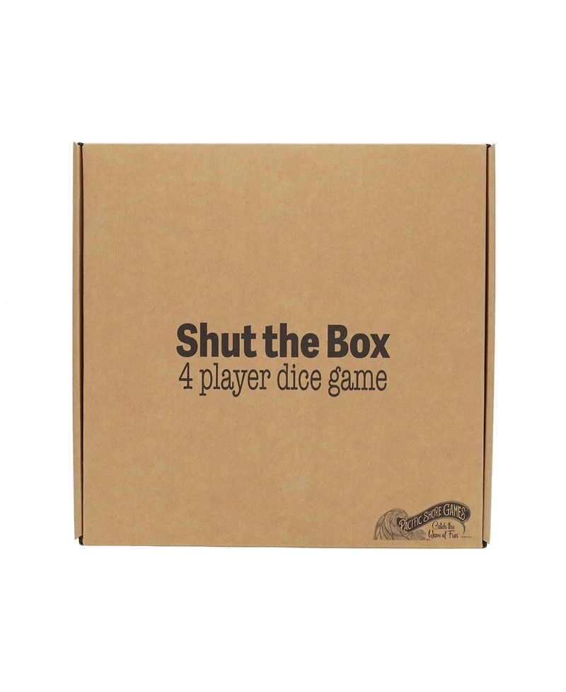 Pacific Shore Games 4 Player Shut the Box Dice Board Game with Black Stained Wood - 12 in