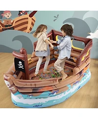 Gymax Inflatable Pirate Ship Playhouse w/ Built in Motor Inflatable Toy Sword