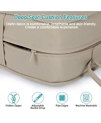 Aoodor 22'' x 24'' Outdoor Deep Seat Chair Cushion Set& Olefin Fabric Slipcover and Sponge Foam (Set of 2 Seats, 2 Backs, 2 Pillows