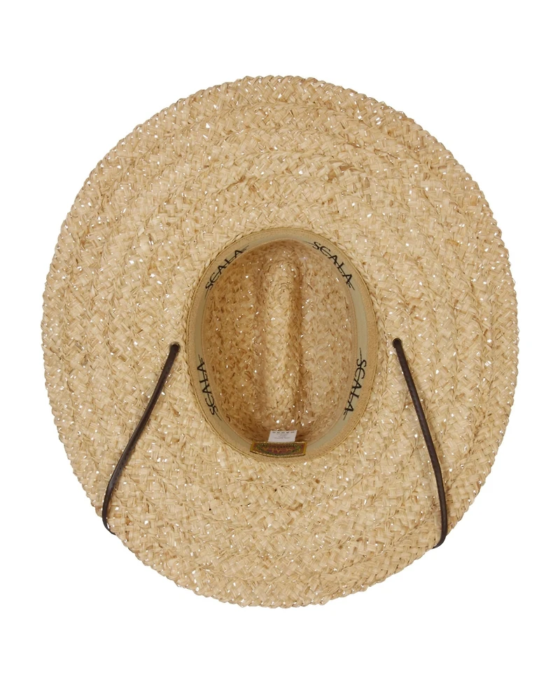Dorfman Pacific Men's Raffia Lifeguard Chin Cord Hat