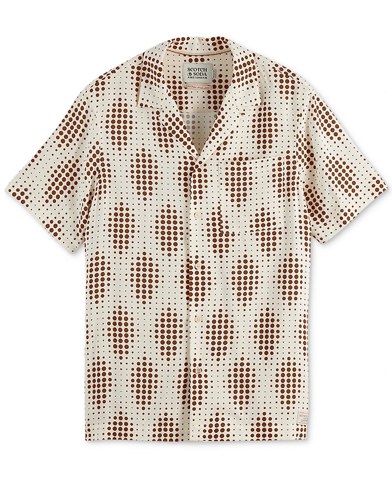 Scotch & Soda Men's Relaxed Fit Short Sleeve Printed Button-Front Camp Shirt