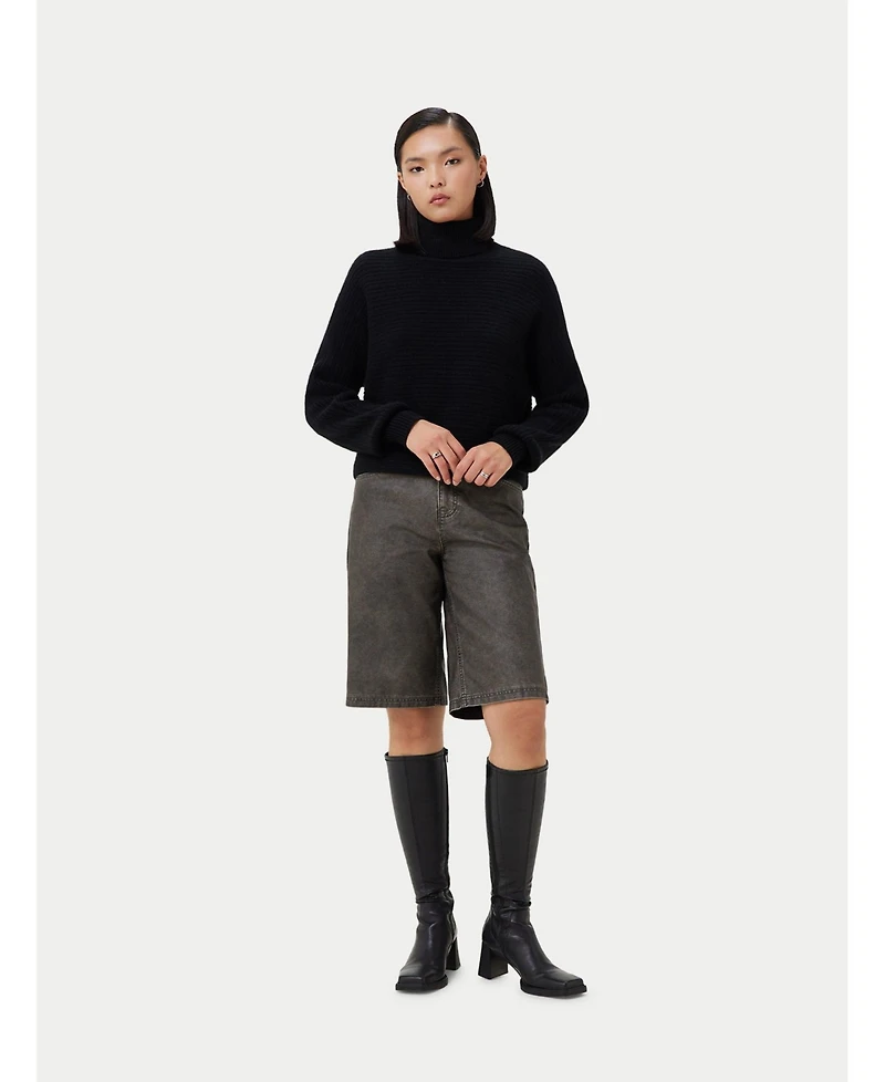 Gobi Cashmere Cropped T-Neck Sweater