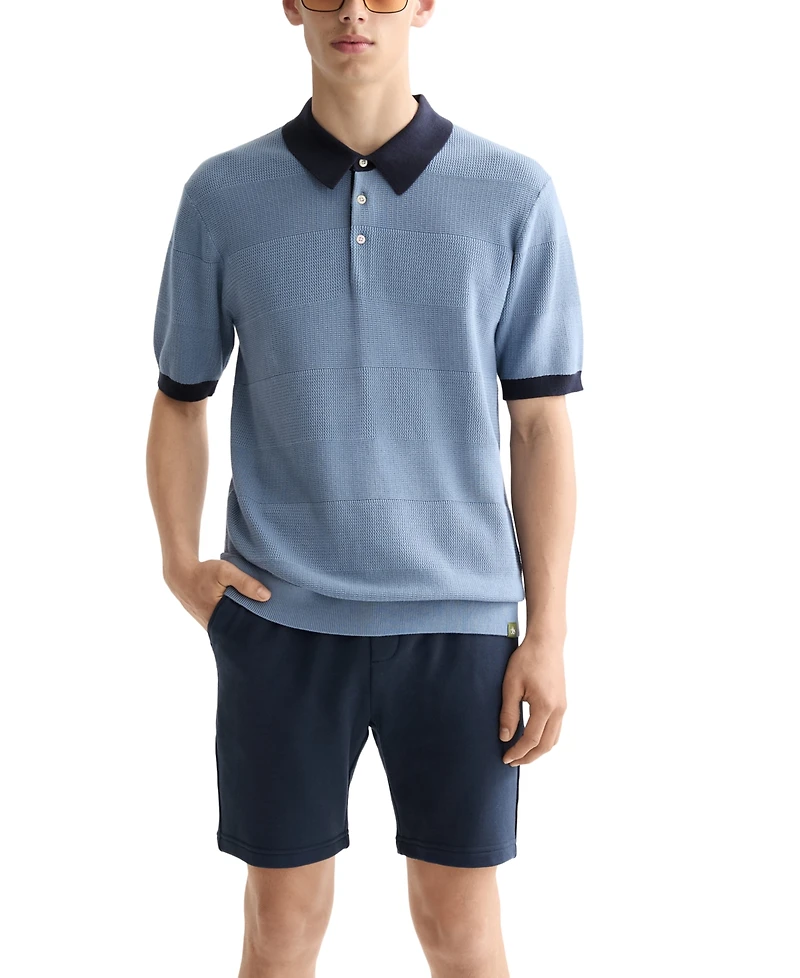 Scotch & Soda Men's Short Sleeve Tone-on-Tone Polo Shirt