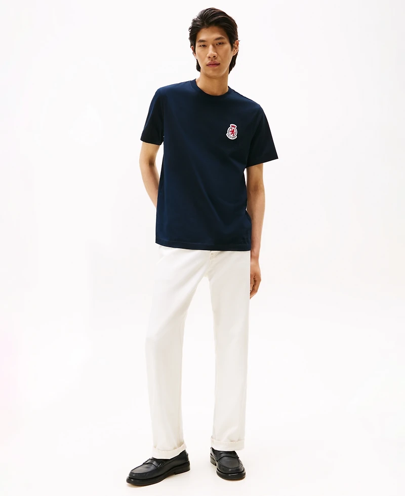 Tommy Hilfiger Men's Red, White & Blue Embroidered Crest T-Shirt