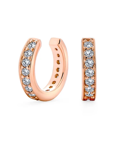 Bling Jewelry Minimalist Ear Cuff Cartilage Cz Band Clip Wrap Helix Earrings 14K Rose Gold