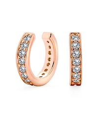 Bling Jewelry Minimalist Ear Cuff Cartilage Cz Band Clip Wrap Helix Earrings 14K Rose Gold
