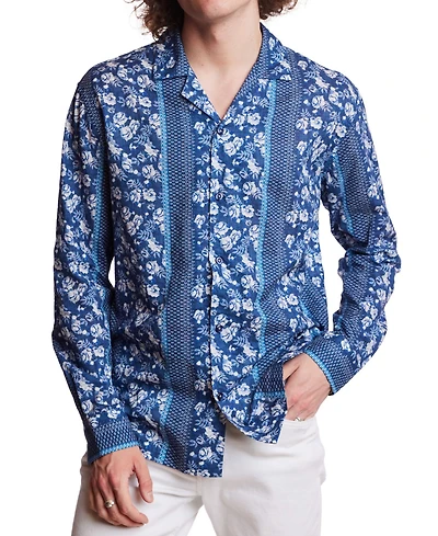 Paisley & Gray Men's Slim Fit Long Sleeve Floral Button-Front Camp Shirt