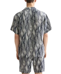 Scotch & Soda Men's Relaxed Fit Short Sleeve Marble Print Button-Front Camp Shirt