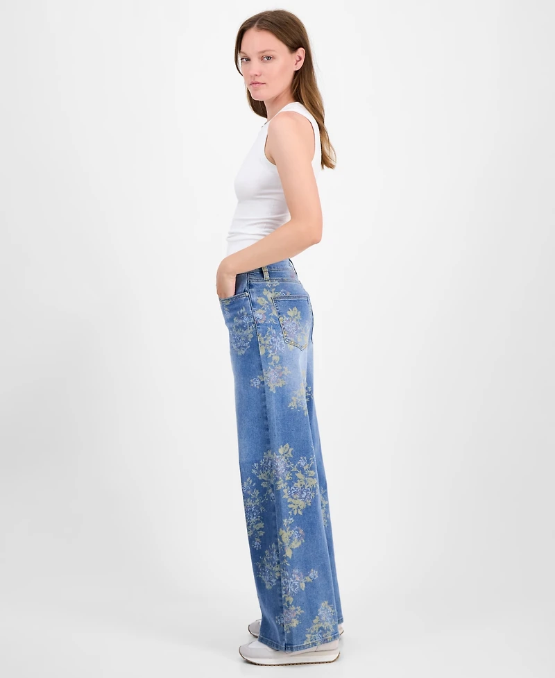 Madden Girl Juniors' Floral-Print Ultra 90's Jeans