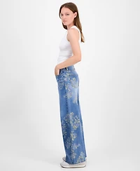 Madden Girl Juniors' Floral-Print Ultra 90's Jeans