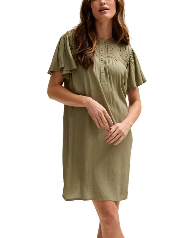 emerson ruched angel sleeve mini dress Abercrombie and Fitch + Emerson Ruched Puff Sleeve Mini Dress