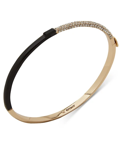 Dkny Gold-Tone Jet Pave Bangle Bracelet