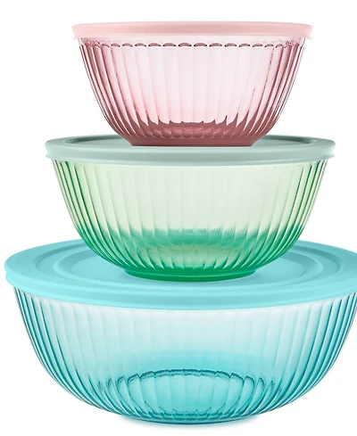 Pyrex Colors Sculpted Tinted Dreams 6-Piece Mixing Bowl Set