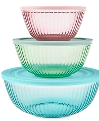 Pyrex Colors Sculpted Tinted Dreams 6-Piece Mixing Bowl Set