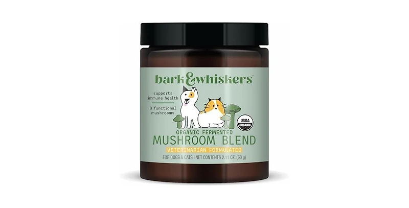 Bark & Whiskers Organic Fermented Mushroom Blend for Cats and Dogs, 2.11 Oz. (60g), 60 Scoops, Supports Digestive and Immune Function, Veterinarian Fo