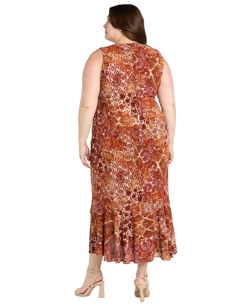 R & M Richards Plus V-Neck Sleeveless Maxi Dress