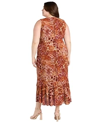 R & M Richards Plus V-Neck Sleeveless Maxi Dress