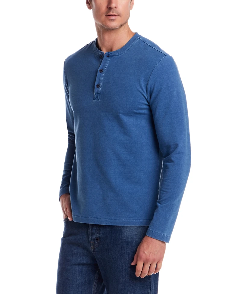 Weatherproof Vintage Men's Long Sleeve Indigo Henley