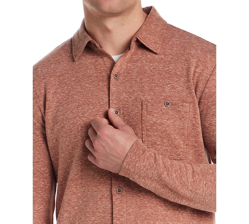 Weatherproof Vintage Men's Long Sleeve Heathered Button-Front Shirt