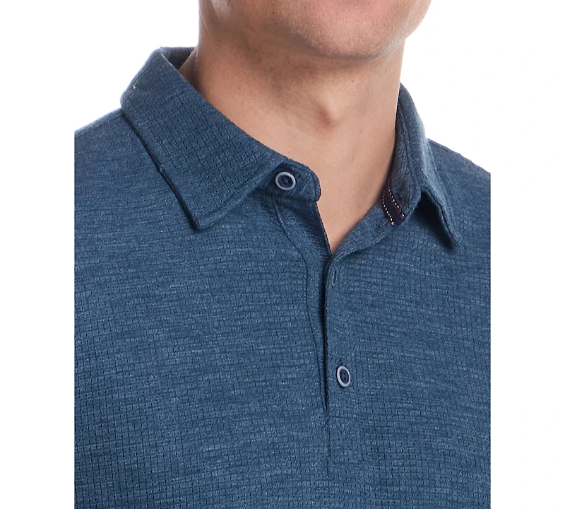 Weatherproof Vintage Men's Short Sleeve Stretch Waffle-Knit Polo Shirt