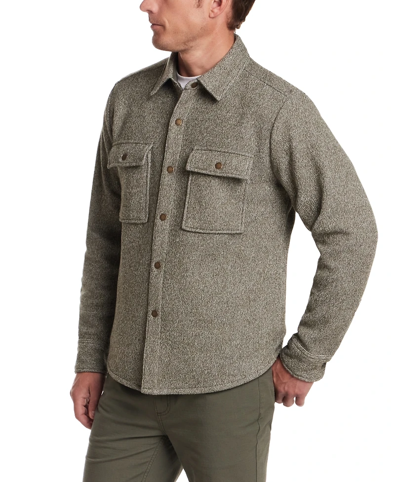 Weatherproof Vintage Men's Mixy Knit Long Sleeve Snap-Front Shirt Jacket