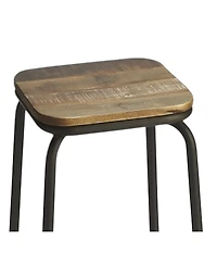 Solid Wood and Iron Backless Counter Height Bar Chair