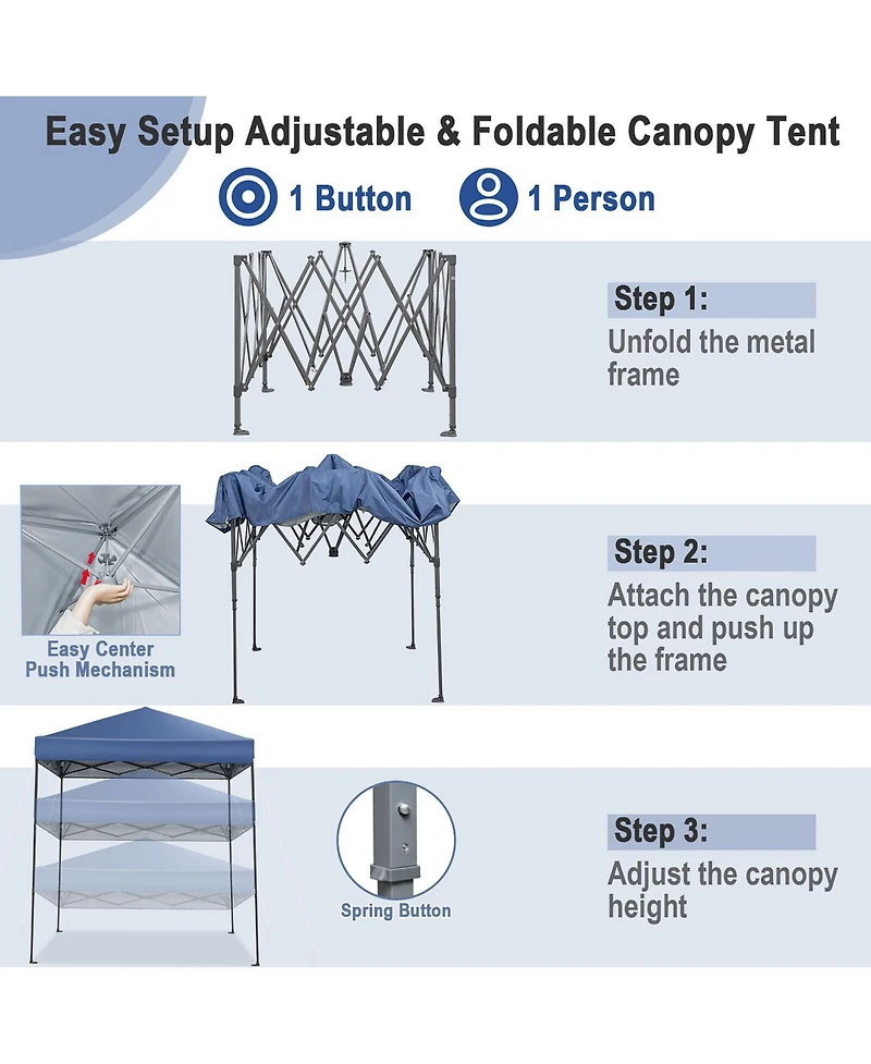 Gymax Patio 6.6 x 6.6ft Outdoor Pop-up Canopy Tent Upf 50+ Portable Sun Shelter