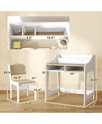 Qaba Kids Desk and Chair Set, Children Study Table with Chair,