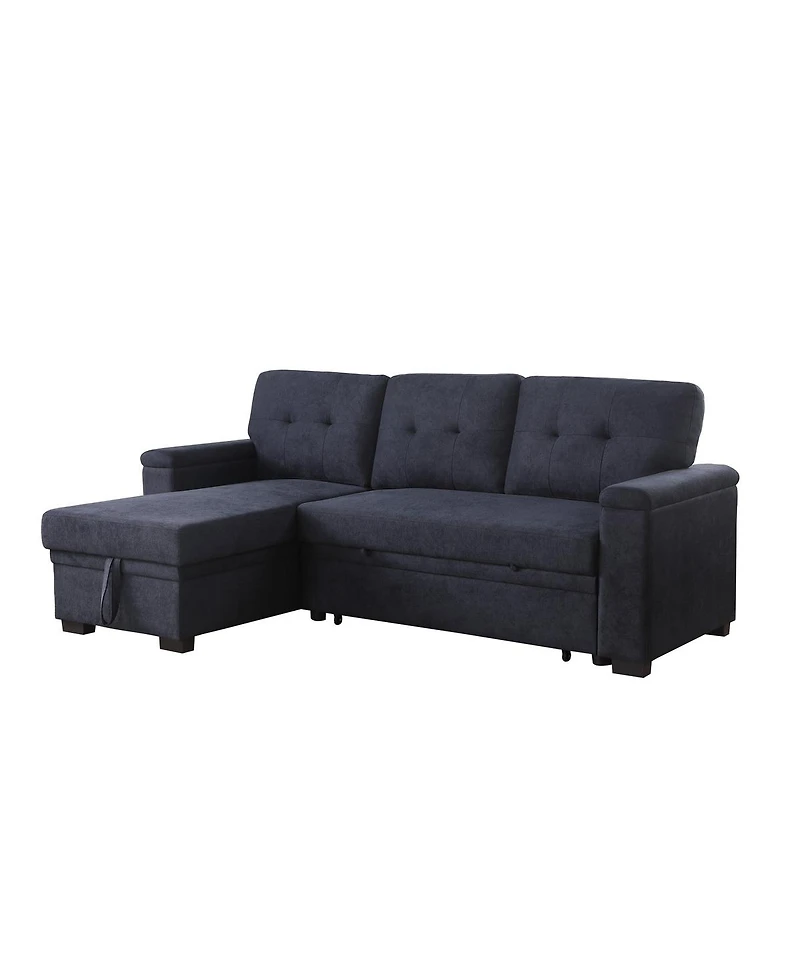 Homlux 84.5"W Dark Gray Woven Fabric Reversible Sleeper Sectional Sofa with Storage Chaise