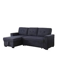 Homlux 84.5"W Dark Gray Woven Fabric Reversible Sleeper Sectional Sofa with Storage Chaise
