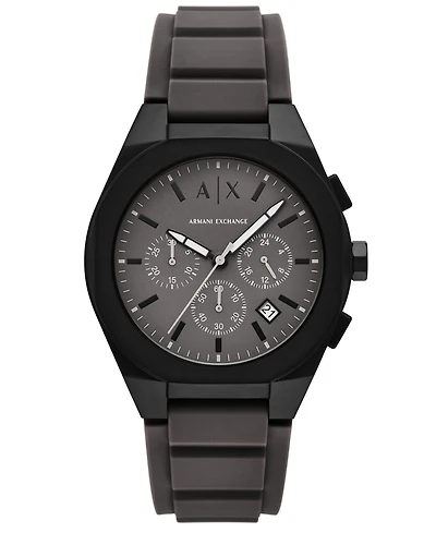 A|X Armani Exchange Men's Sync Quartz Chronograph Gray Silicone Watch, 42mm