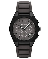 A|X Armani Exchange Men's Sync Quartz Chronograph Gray Silicone Watch, 42mm