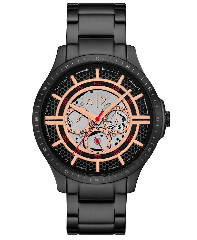 A|X Armani Exchange Men's Quartz Multifunction Black Stainless Steel Watch, 46mm