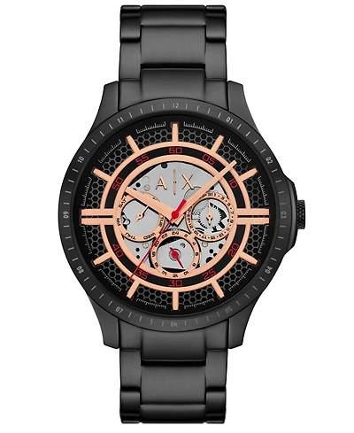A|X Armani Exchange Men's Quartz Multifunction Black Stainless Steel Watch, 46mm
