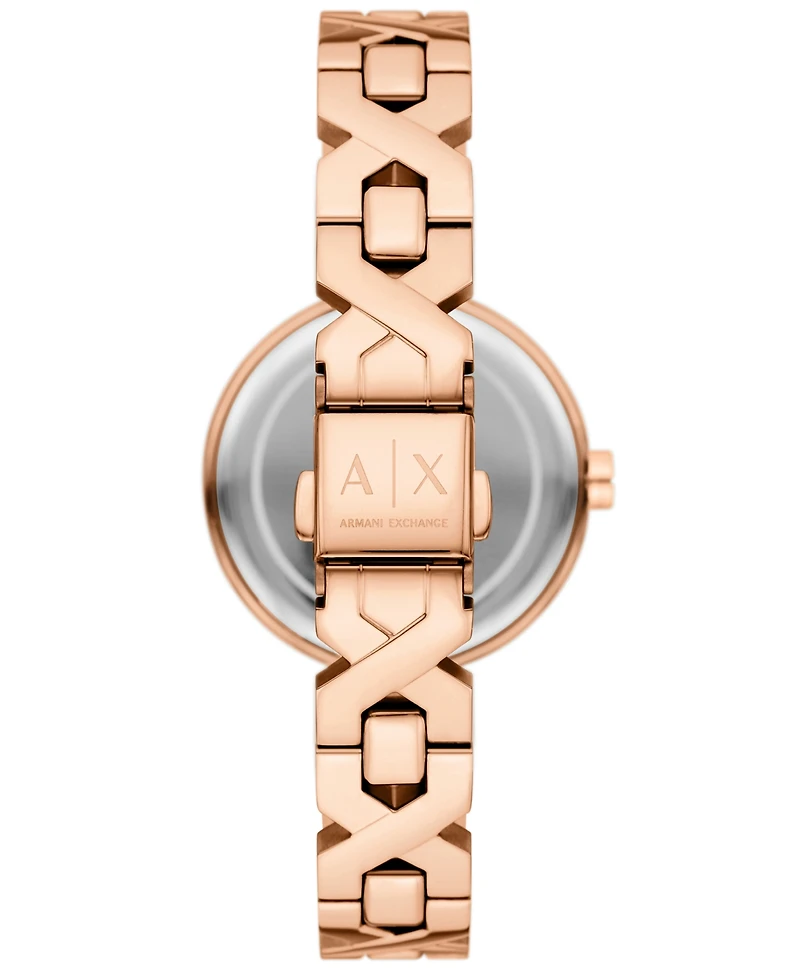 A|X Armani Exchange Women's Quartz Two-Hand Rose Gold Stainless Steel Watch, 32mm