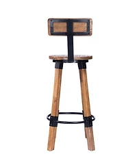 Solid Wood and Iron Bar Chair for Kitchen Island and Counter Seating