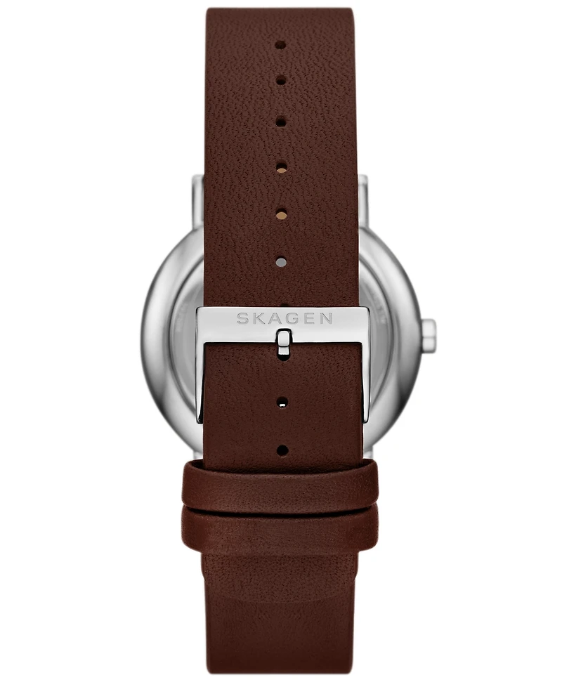 Skagen Men's Signatur Quartz Multifunction Brown Leather Watch, 40mm