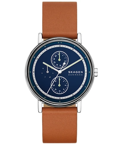 Skagen Men's Signatur Quartz Multifunction Brown Leather Watch, 40mm