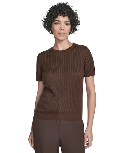 Calvin Klein Women's Ribbed Short-Sleeve Sweater