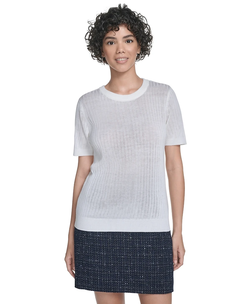 Calvin Klein Women's Ribbed Short-Sleeve Sweater
