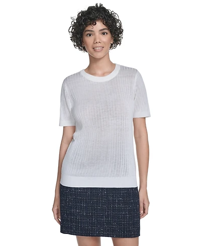 Calvin Klein Women's Ribbed Short-Sleeve Sweater