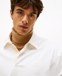 Tommy Hilfiger Men's Logo Crest Solid Rugby Sweater