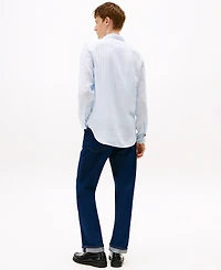 Tommy Hilfiger Men's Pigment-Dyed Stripe Linen Button Up Shirt